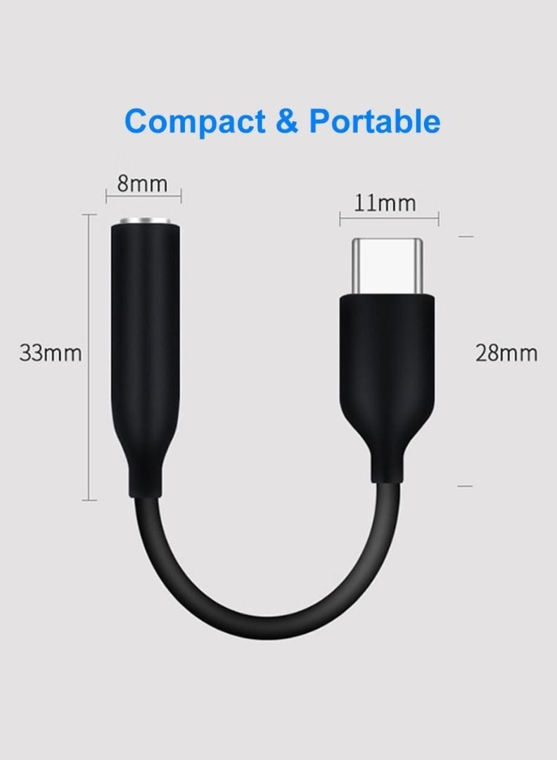 USB Type-C to 3.5mm Headphone Jack Adapter – Audio Dongle for Type-C Devices – Black - Image 3