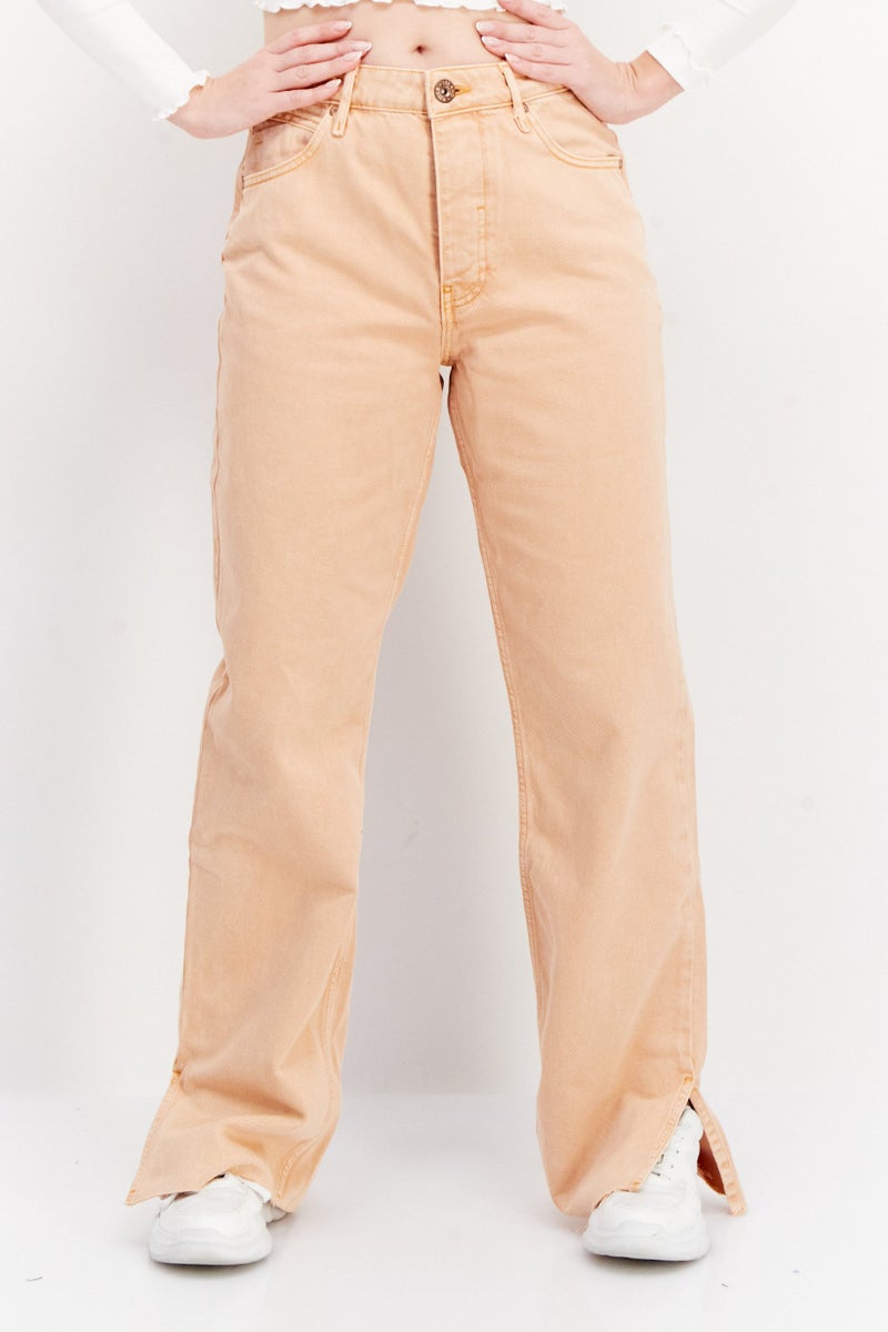 RIVER ISLAND Women Long Plain Non-Stretchable Jeans, Light Orange - Image 1