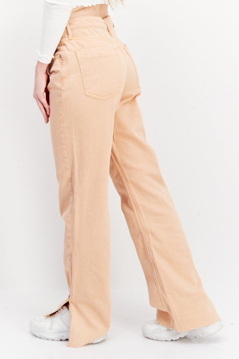 RIVER ISLAND Women Long Plain Non-Stretchable Jeans, Light Orange - Image 3