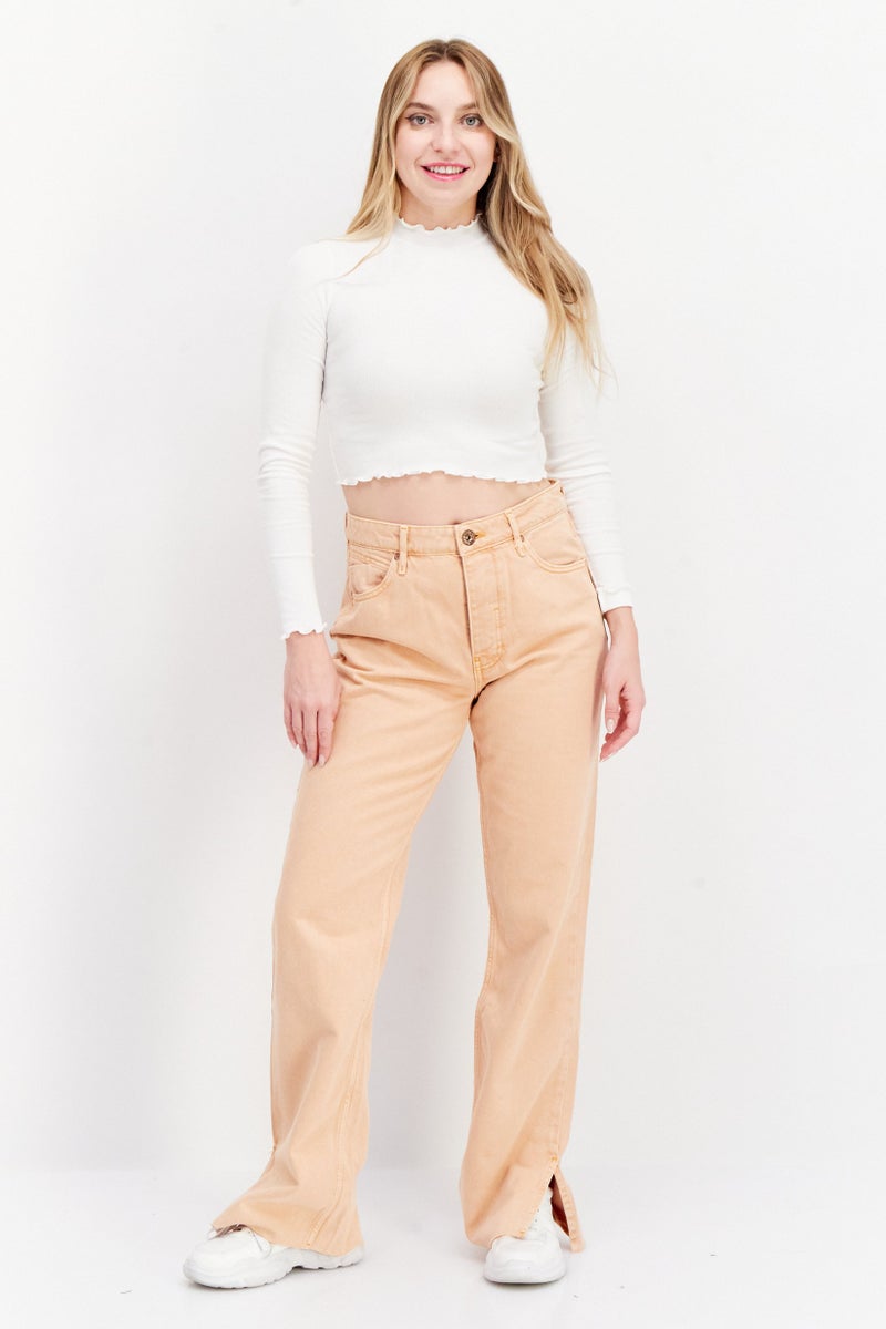 RIVER ISLAND Women Long Plain Non-Stretchable Jeans, Light Orange - Image 2