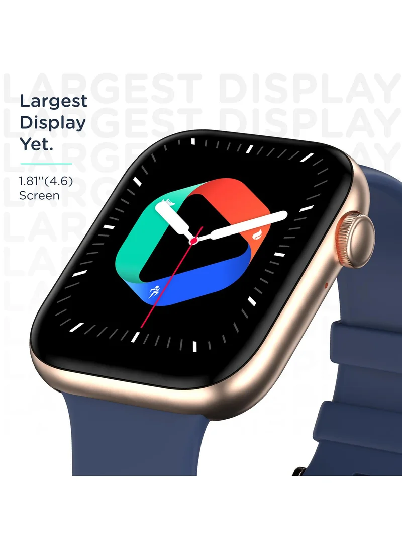Pebble Cosmos Max 1.81" Smartwatch for Men and Women, Largest Display, Bluetooth Calling, 100+ Sports Modes, HR & SpO2 Monitoring, Built-In Games, Voice Assistant - Cobalt Blue
