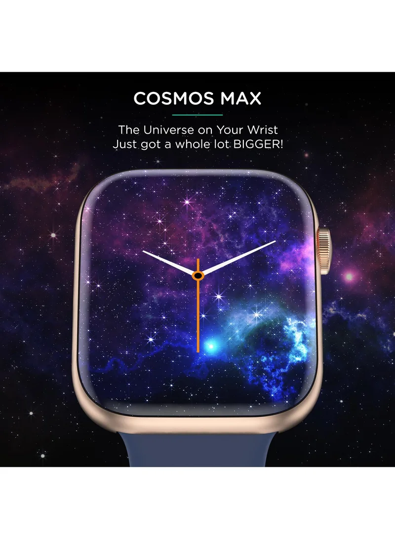 Pebble Cosmos Max 1.81" Smartwatch for Men and Women, Largest Display, Bluetooth Calling, 100+ Sports Modes, HR & SpO2 Monitoring, Built-In Games, Voice Assistant - Cobalt Blue