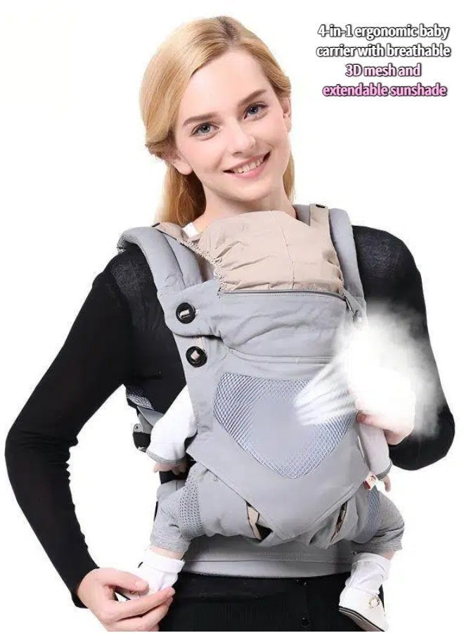 Baby Carrier Ergonomic Breathable 4-in-1 Mesh, Infant Carrier Front Back Carry Adjustable Lightweight, Hip Seat Carrier M-Shape Support 3-48 Months Travel - Image 1