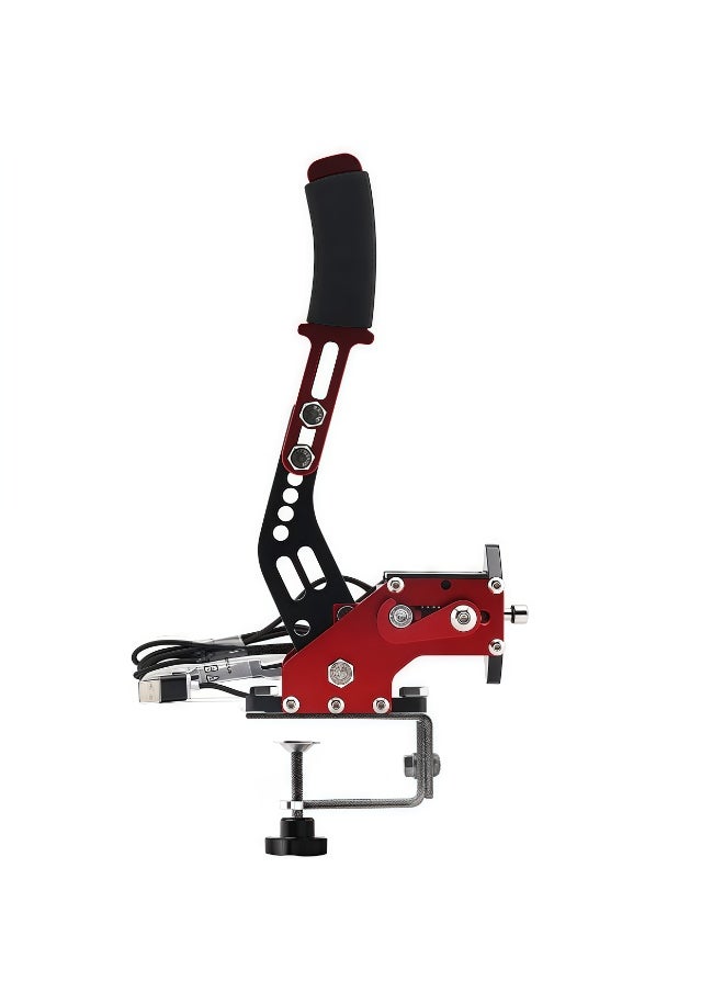 FlashHawk PC USB Handbrake, 16Bit Racing Games Simulate Handbrake for Logitech G27 G29 G920 G923 T248 T500 T300 PXN V10 (PC System Only), 2M Nylon Cable/Reinforced Spring + Clamp - Red  - Image 1