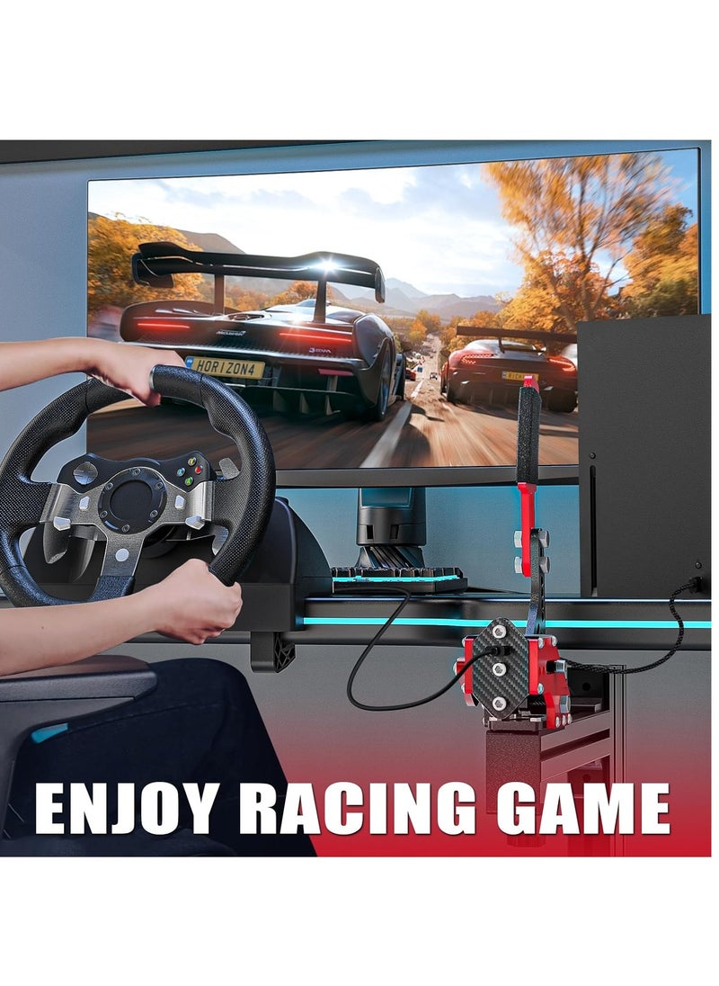 PC USB Handbrake, 16Bit Racing Games Simulate Handbrake for Logitech G27 G29 G920 G923 T248 T500 T300 PXN V10 (PC System Only), 2M Nylon Cable/Reinforced Spring + Clamp - Red