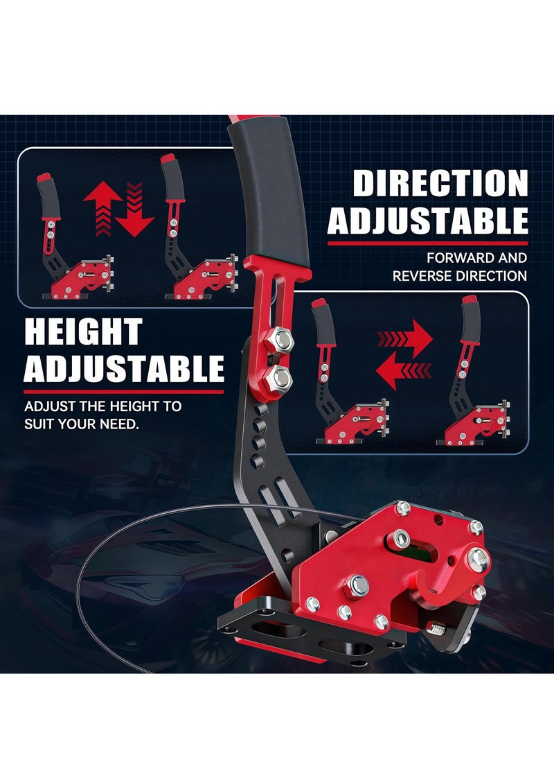 PC USB Handbrake, 16Bit Racing Games Simulate Handbrake for Logitech G27 G29 G920 G923 T248 T500 T300 PXN V10 (PC System Only), 2M Nylon Cable/Reinforced Spring + Clamp - Red