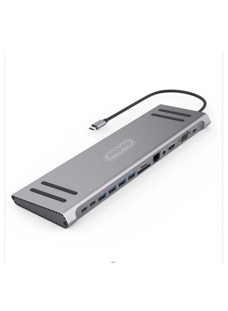 14-in-1 USB-C Hub Docking Station with 3.5mm Audio & PD Charging Multi-Function Type-C Adapter - Image 2