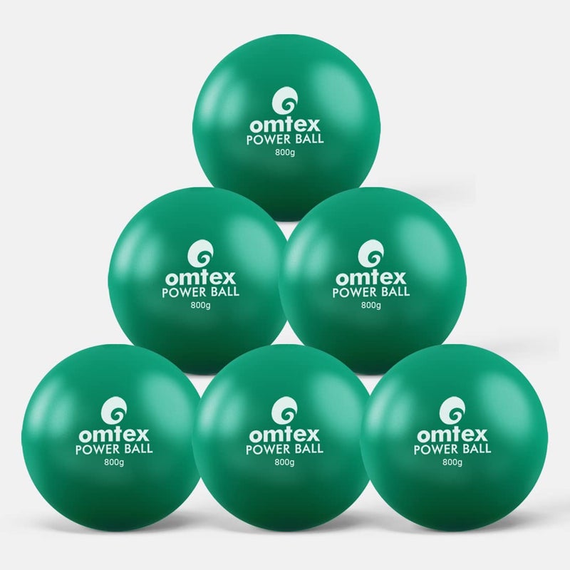 omtex Rubber Weighted Balls 800 G For Power Hitting, Batting & Pitching Training Suitable For Teenager & Athlete, Build Strength & Muscle, Improve Technique & Form (Green Pack Of 6, Cricket) - Image 1