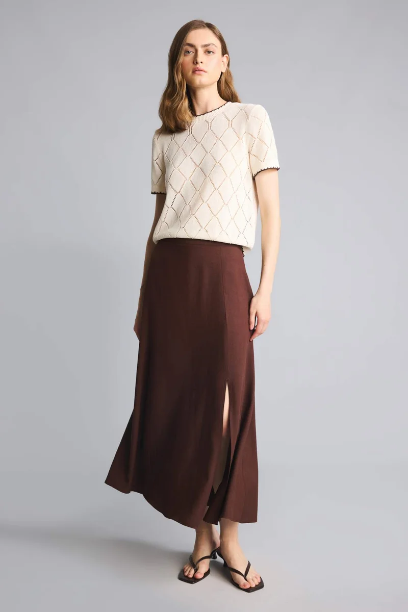 Defacto A Cut Linen Blended Normal Waist Maxi Skirt