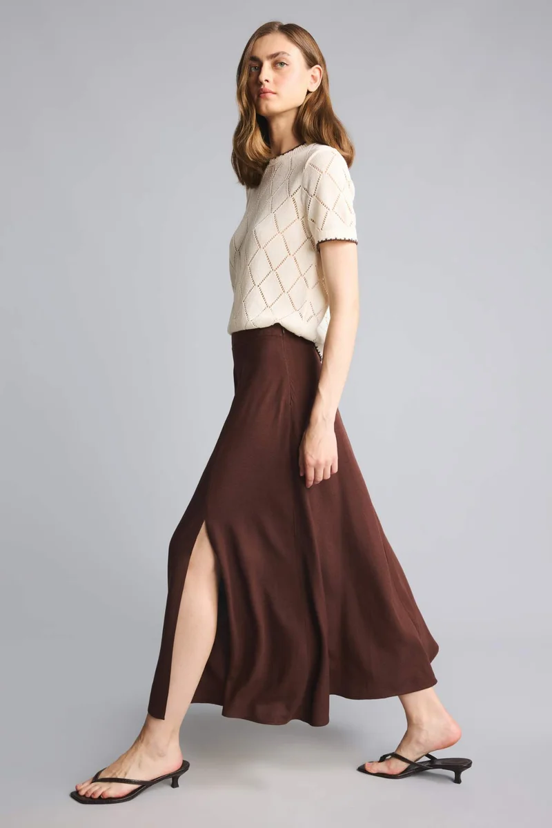 Defacto A Cut Linen Blended Normal Waist Maxi Skirt