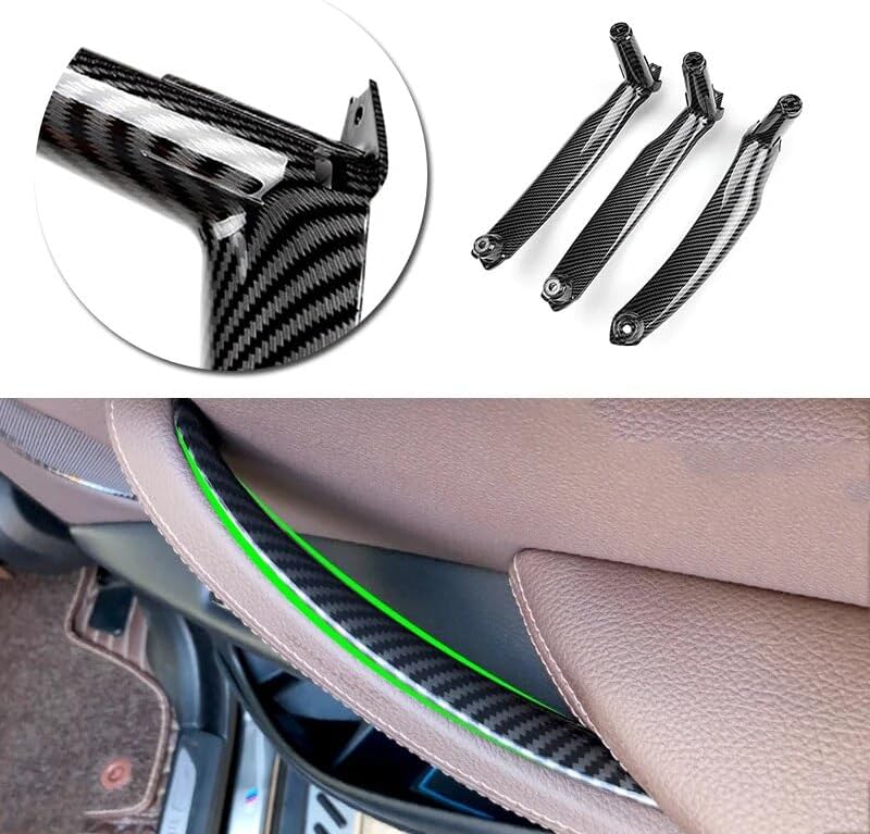QASULER 3PCS Carbon Style Interior Car Door Handle Pull Cover for BMW - Image 5