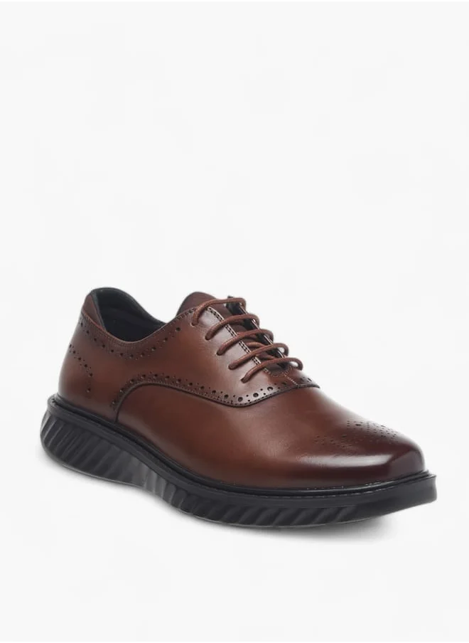 لو كونفورت Men Perforation Detail Lace-Up Oxford Shoes