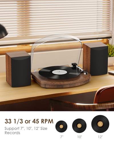 Retrolife Vinyl Record Player with Dual Stereo Speakers, Belt Drive Turntable with Bluetooth Input 3 Speed Playback AT-3600L Cartridge RCA Out Vintage Turntable - Image 5
