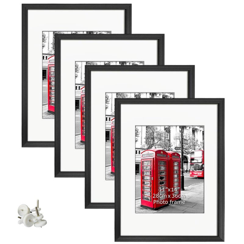 Giftgarden 16x20 Picture Frames Set of 4 Matted to Display 11x14 Picture with Mat or 20x16 Artwork without Mat Black