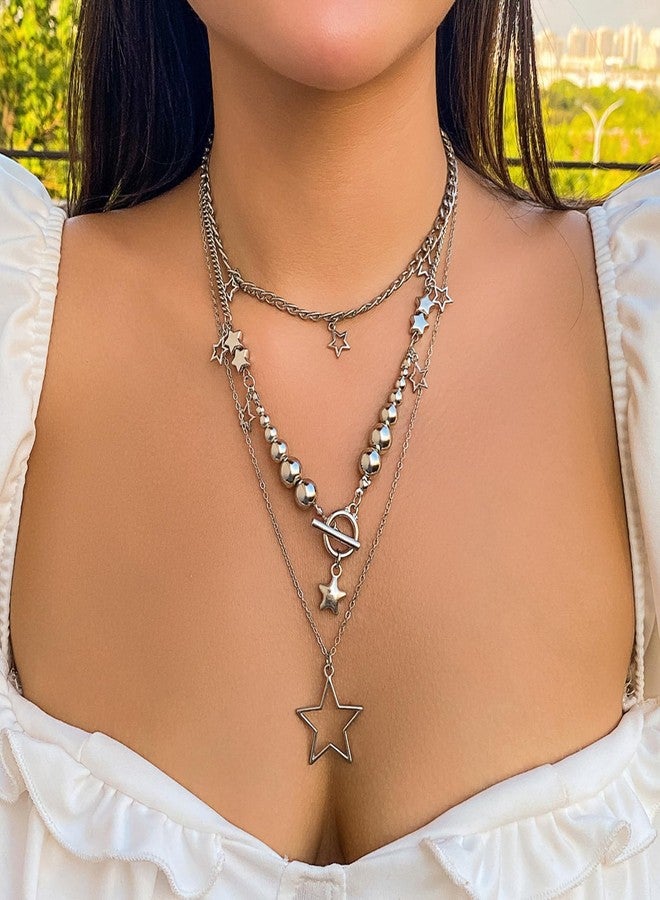 Your Always Charm Grunge Star Choker Necklace for Women Stack Toggle Chain Necklaces Gothic Vintage Grunge Jewelry Set for Women - Image 2