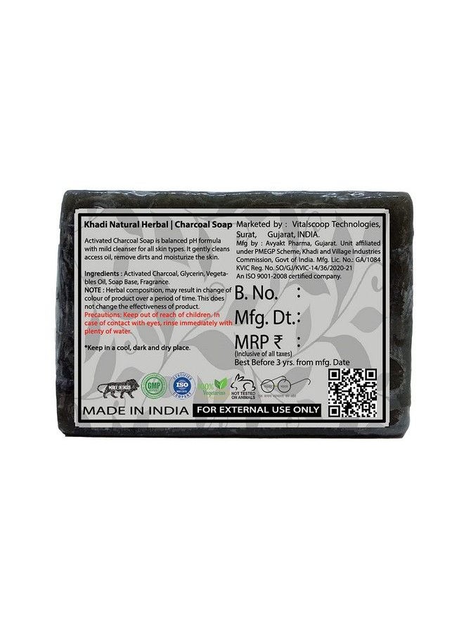 Khadi Natural Herbal - Activated Charcoal Soap For Women And Men; Skin Whitening Herbal Soap With Essential Oils Pack Of 100Gm - Image 1