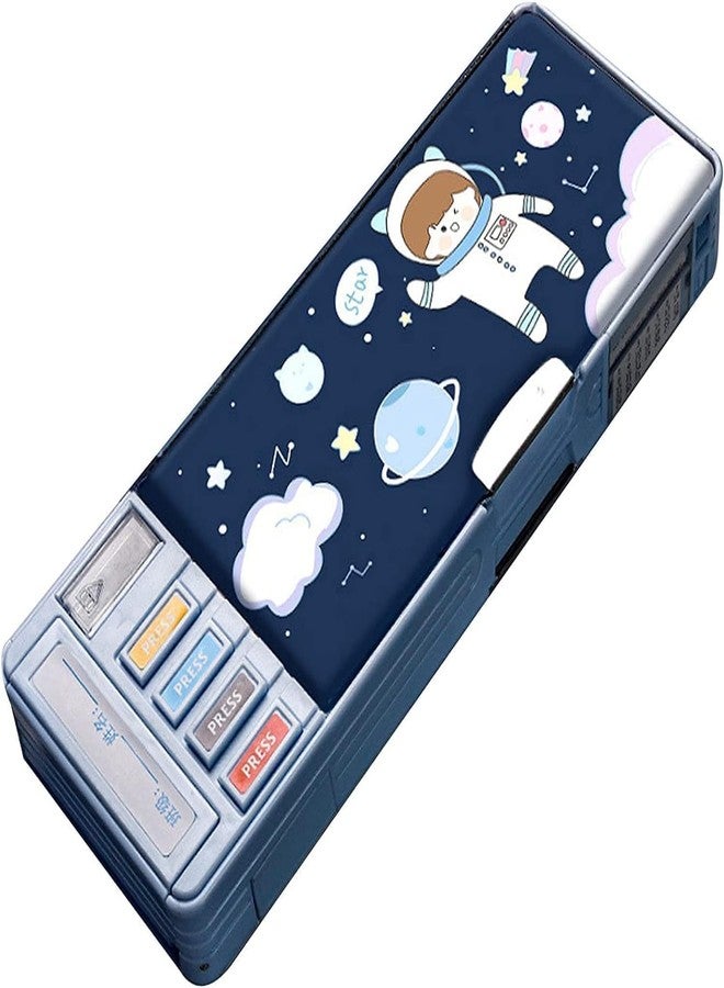 Topinon Plastic Multifunctional Cute School Pencil Box for Girls, Space Compass Box for Boys, Aesthetic Stationary Items, Magnetic Pencil Box (Random Color).(Space) - Image 1