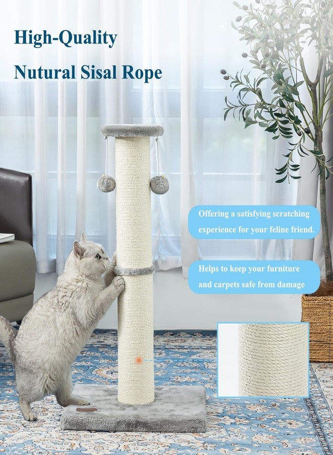 Kilodor 34Inch Tall Cat Scratching Post,4.3Inch Diameter Large Sisal Cat Scratch Post with Ball, Sturdy and Durable Cat Scratcher for Indoor Cats Adults Grey - Image 5