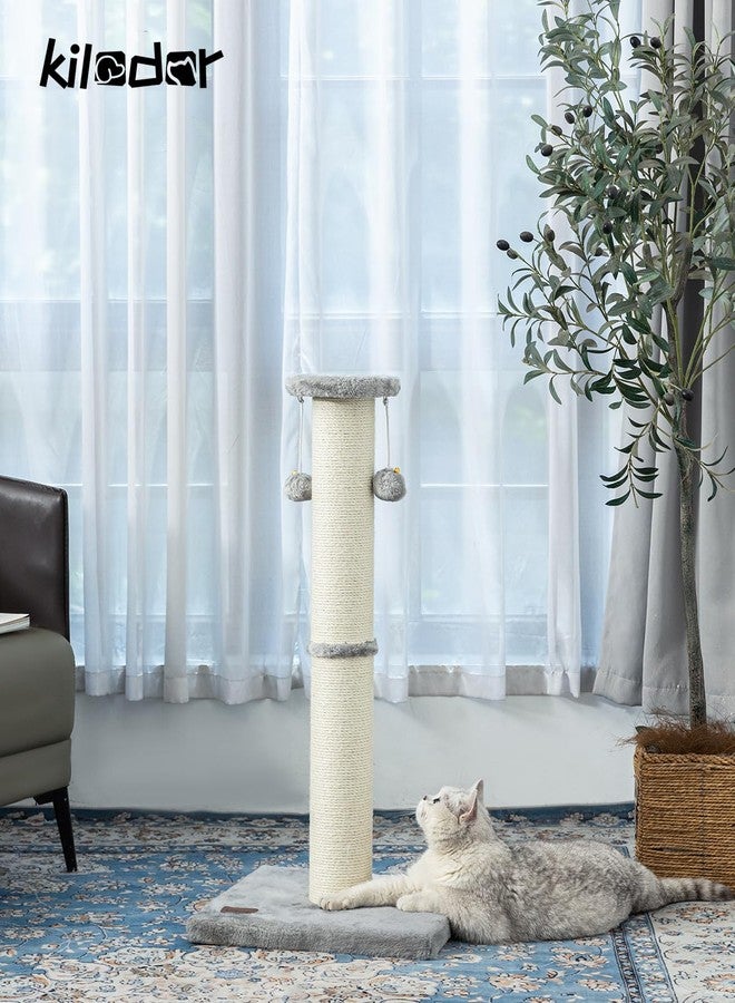 Kilodor 34Inch Tall Cat Scratching Post,4.3Inch Diameter Large Sisal Cat Scratch Post with Ball, Sturdy and Durable Cat Scratcher for Indoor Cats Adults Grey - Image 2
