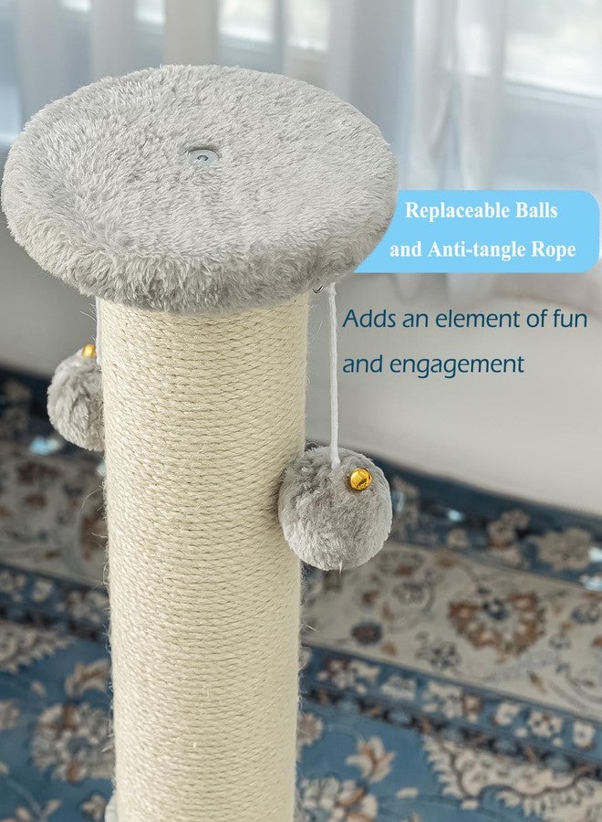Kilodor 34Inch Tall Cat Scratching Post,4.3Inch Diameter Large Sisal Cat Scratch Post with Ball, Sturdy and Durable Cat Scratcher for Indoor Cats Adults Grey - Image 4