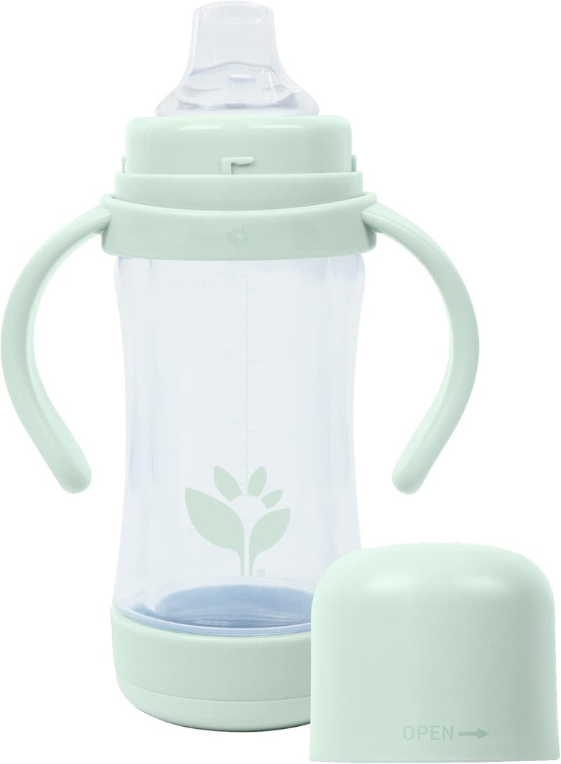 green sprouts Glass  Sprout Ware Sip  Straw 5oz 6mo PlantPlastic PlatinumCured Silicone Dishwasher Safe Grows with Baby Tested for Hormones 5oz Light Sage - Image 1