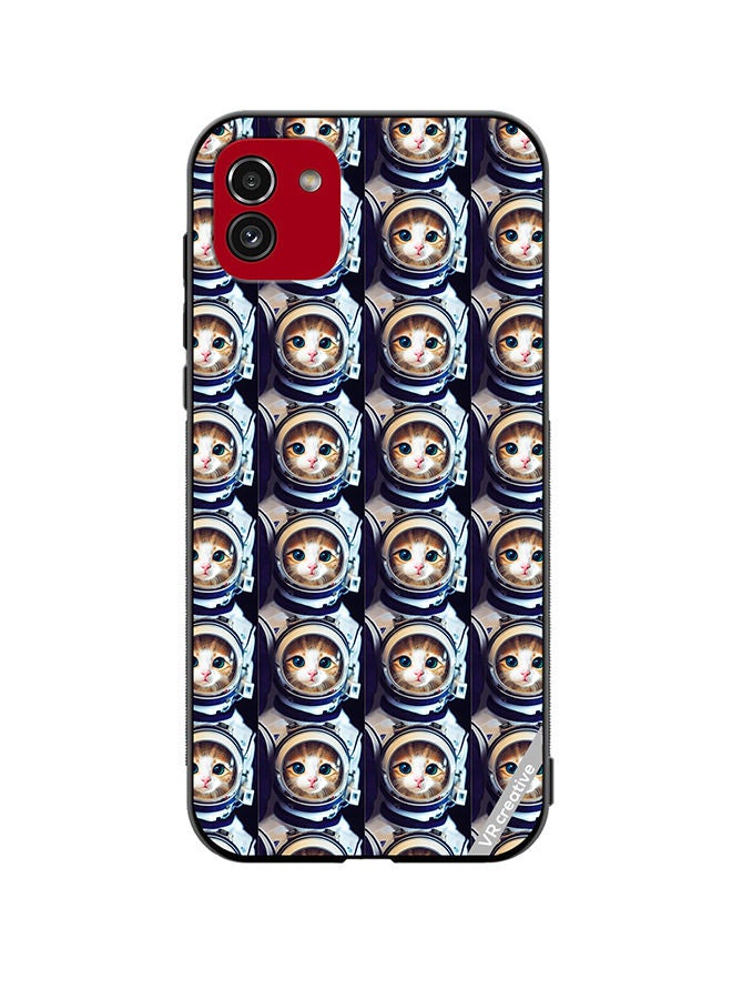 VR CREATIVE Protective Case Cover For Samsung Galaxy A03 Cat Face Inside Astronauts Helmet Pattern Design Multicolour - Image 1