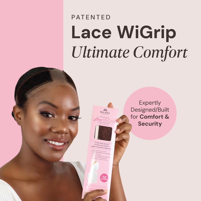 MILANO COLLECTION Lace Wigrip, Premium Lace Wig Band for Women, Fully Adjustable Wig Grip, Reinforced Swiss Lace by HAIRLINE, Secure Velvet Headband, Glueless, Chocolate Brown - Image 2