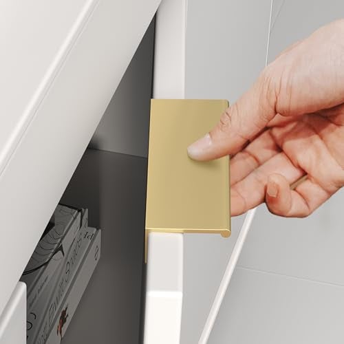 Peaha 10 Pack Finger Pulls for Cabinets Gold Edge Pulls for Cabinets Finger Pull Cabinet Handles Kitchen Concealed Drawer Pull 3 Inch Hole Center - Image 1