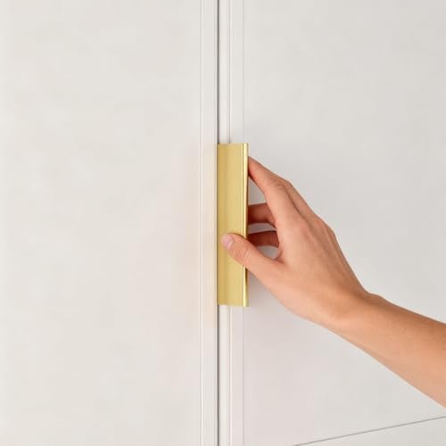 Peaha 10 Pack Finger Pulls for Cabinets Gold Edge Pulls for Cabinets Finger Pull Cabinet Handles Kitchen Concealed Drawer Pull 3 Inch Hole Center - Image 3