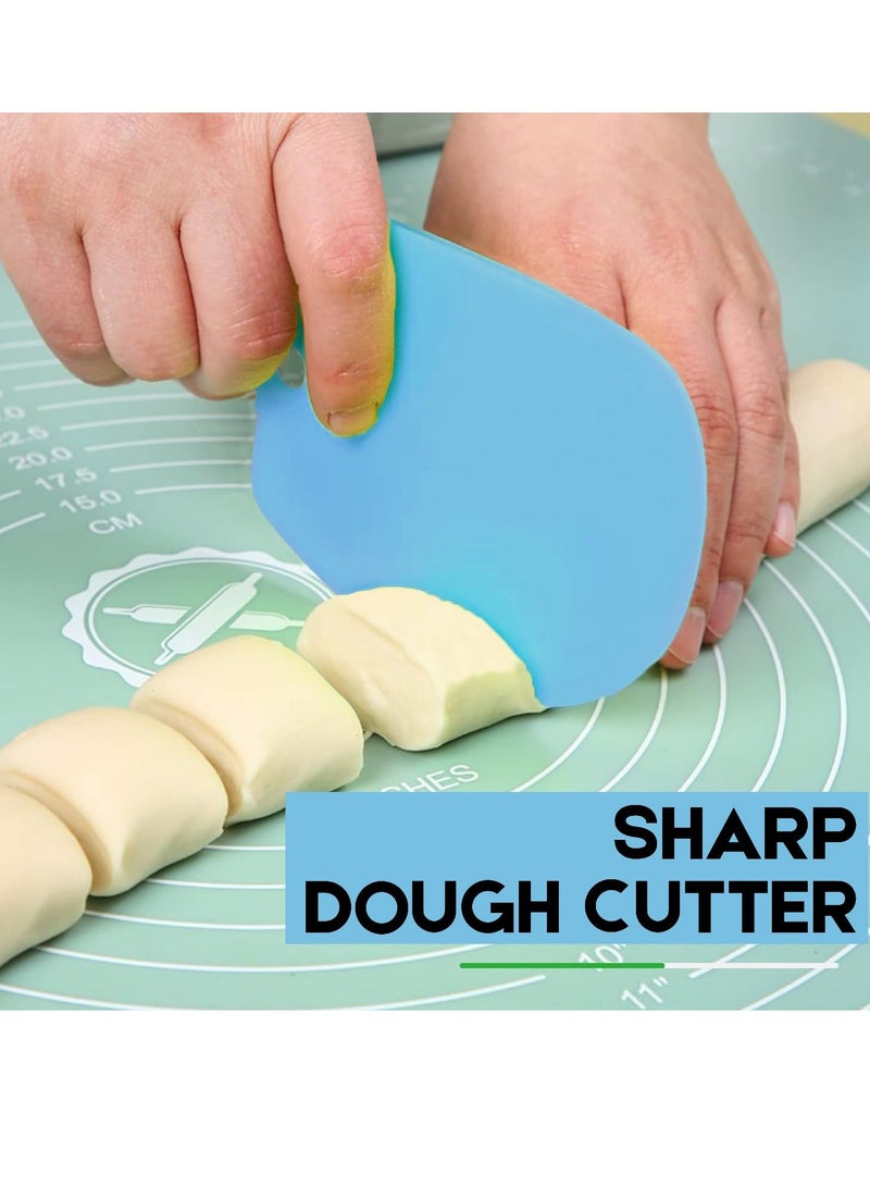 Cake Scraper Decorating Comb, Flexible Plastic Dough Scraper for Bread Making, Reusable Pastry Pizza Dough Cutting Tool for Baked Cake Edge Stripe Decoration (Blue) - Image 1