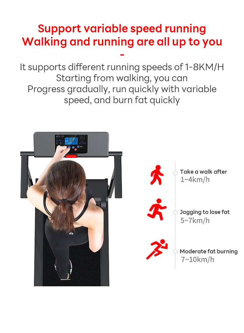 ETG Household 2.0HP 1-8KM/H Fitness Treadmill with LED Display, Multi-Functional Foldable Fitness Tablet Walking Machine  - Image 5
