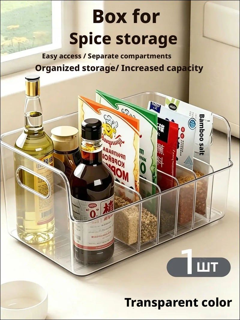 Plastic Spice Container with Dividers, Clear - Image 1