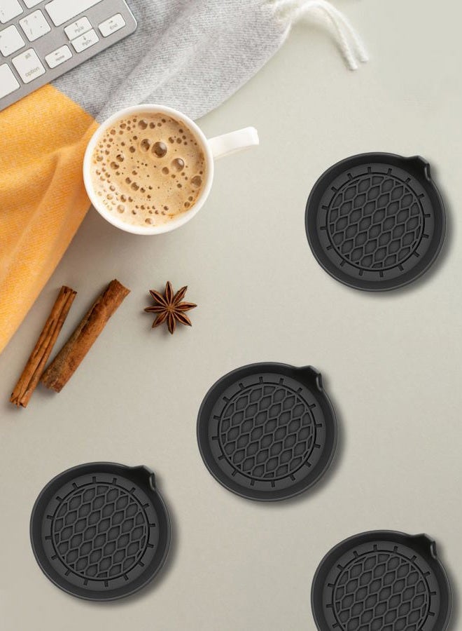 fccairms Car Coaster and Interior Cleaning Brush Set, 4 Pack Silicone Car Cup Holder Coasters + 2 Pack Interior Detailing Brush, Universal Car Interior Accessories (Black) - Image 3
