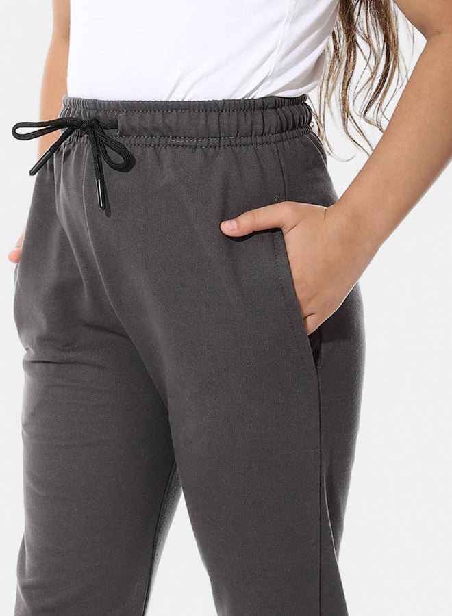Andora Solid Elastic Waist Soft Pants - Dark Gray_Gray - Image 5