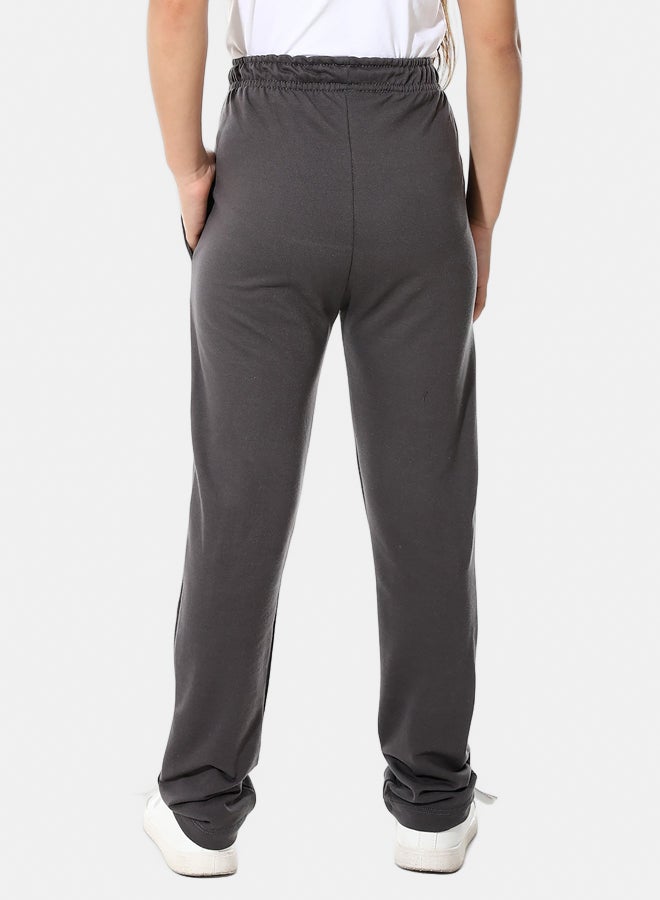 Andora Solid Elastic Waist Soft Pants - Dark Gray_Gray - Image 3