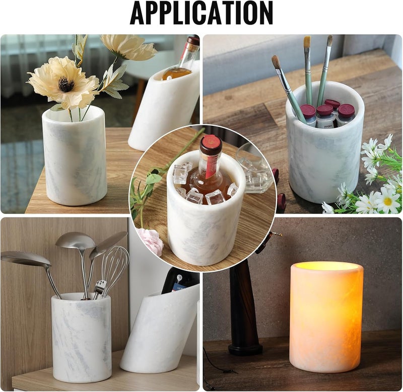 BCS Marble Wine Bottle Chiller - Versatile Wine Chillers for Bottles - Applicable to Kitchen Utensil Holder/Makeup Brush Holder/Pen Holder for desk That Also Serves as Lamp Shade - Image 5