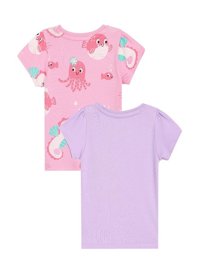 miniklub Cotton Pack of 2 Half Sleeves Aqua Theme Printed Tops - (0-3M) - Image 2