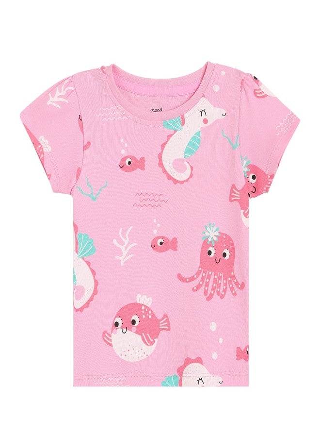 miniklub Cotton Pack of 2 Half Sleeves Aqua Theme Printed Tops - (0-3M) - Image 5
