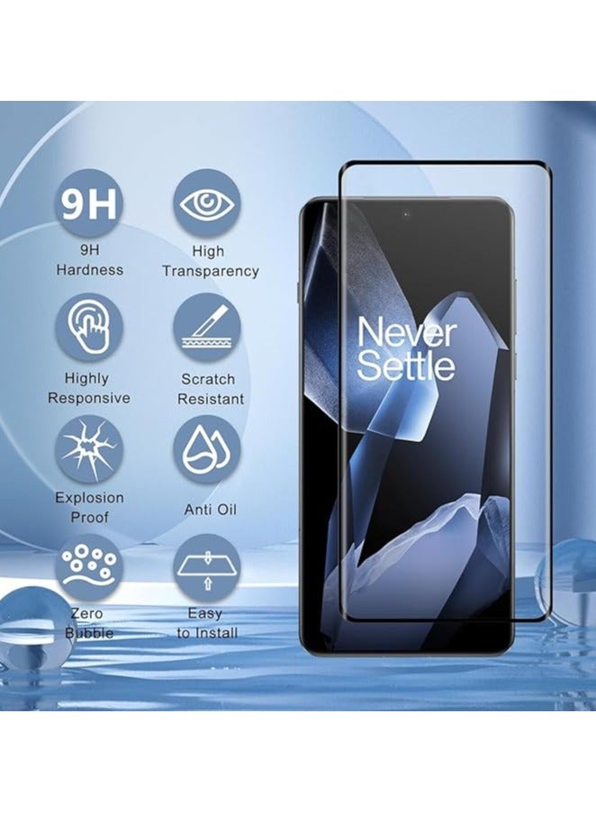 for OnePlus 13 Screen Protector Full Glue Edge-to-Edge Protector HD Transparent Scratch-resistant Tempered glass screen protector For OnePlus 13 Black 2 Pack 5D Black - Image 2
