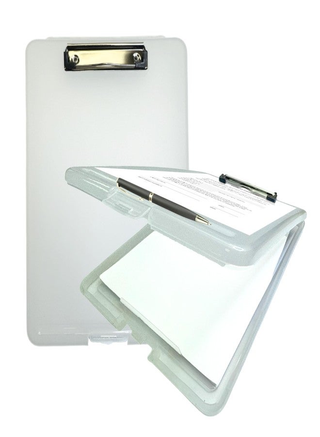 Janrax A4 Green Clipboard Box File - Storage Filing Case (Clear) - Image 2