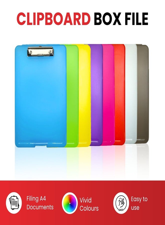 Janrax A4 Green Clipboard Box File - Storage Filing Case (Clear) - Image 3