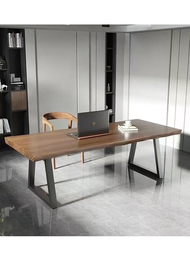 فاشون هوم طاولة مكتب تنفيذية حديثة للمنزل ومساحة العمل | سطح من الخشب الصلب مع لمسة نهائية من الحبوب الطبيعية وأرجل معدنية قوية | طاولة دراسة بتصميم صناعي بسيط للاستخدام في المكتب أو المؤتمرات أو المكتب المنزلي 140 × 70 × 75 سم. - Image 3