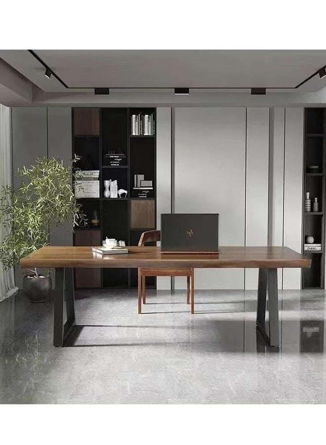 فاشون هوم طاولة مكتب تنفيذية حديثة للمنزل ومساحة العمل | سطح من الخشب الصلب مع لمسة نهائية من الحبوب الطبيعية وأرجل معدنية قوية | طاولة دراسة بتصميم صناعي بسيط للاستخدام في المكتب أو المؤتمرات أو المكتب المنزلي 140 × 70 × 75 سم. - Image 5