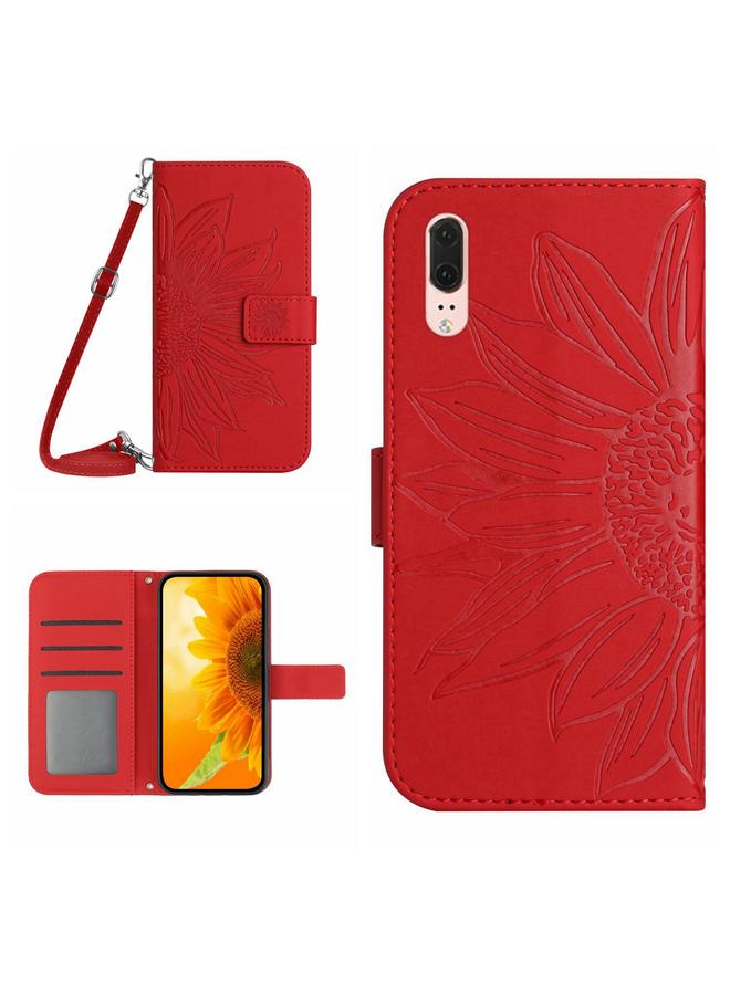 Zaboon Case For Huawei P20 Skin Feel Sun Flower Pattern Flip Leather Phone Case with Lanyard - Image 1