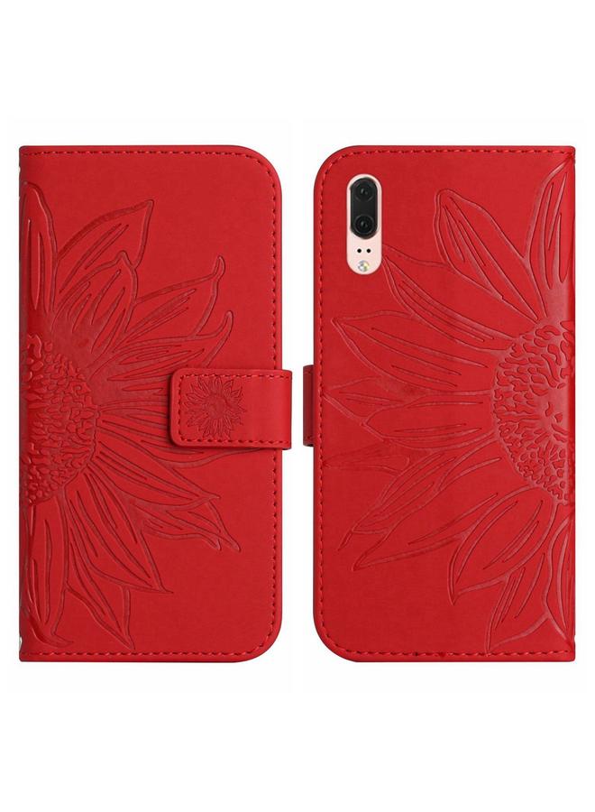 Zaboon Case For Huawei P20 Skin Feel Sun Flower Pattern Flip Leather Phone Case with Lanyard - Image 2