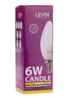 Levin Germany Levin E14 LED C37 Candle Lamp 6W 3000K Warm White 175-265V IP20 220° 38 x L110, Flicker Free Non-Dimmable, Frosted Finish, Suitable for Residential & Commercial Application as a Decorative Lighting.  - Image 1