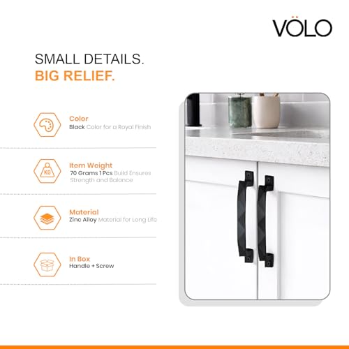 VOLO Chrome Finish Door and Window Handle for Home & Kitchen Doors/Cabinet/Window Handles - Mosaic Type (Model: Run 62) (96mm (4"), Pack of 2 Pcs, Black) - Image 3