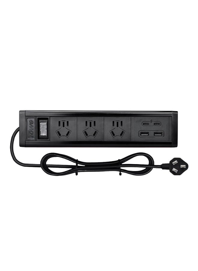 Towe, National Standard 10a Black Aluminum Alloy Shell, Usb-c High-power 65w Fast Charging, 3 National Standard Five-hole + 2 Usb + 2 C-port Desktop Gaming Pdu Socket - Image 4