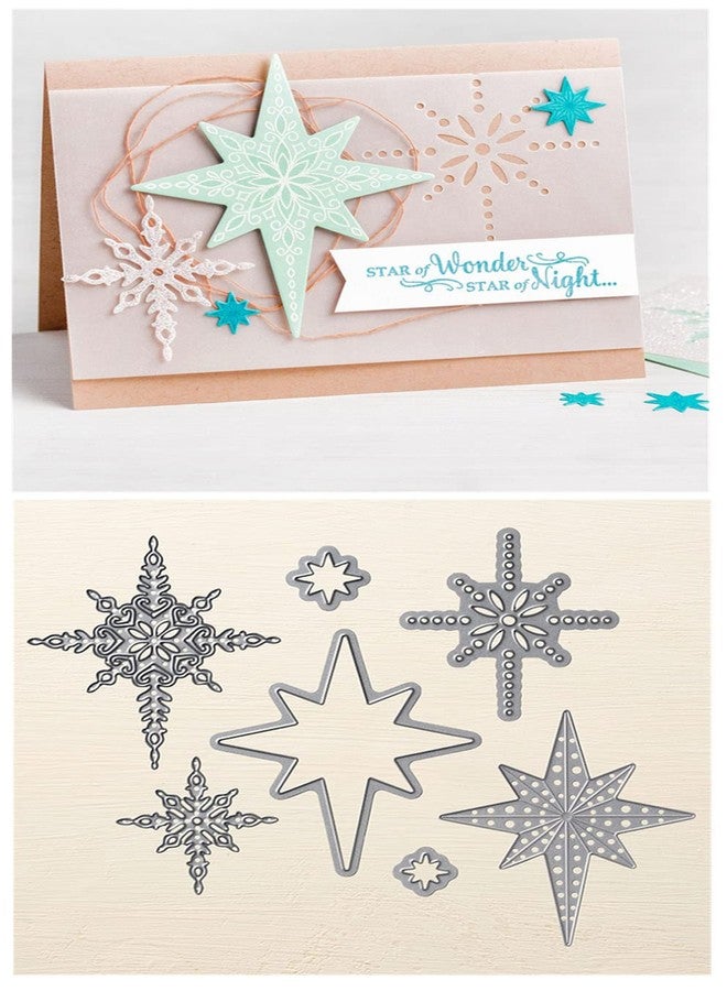 Mvchifay Cutting Dies Happy Birthday Metal Stencils Scrapbooking Tool DIY Emboss Paper Card Making (6 Pcs snowflakes-12.4x8.3cm) - Image 2
