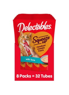 Hartz Hartz Delectables Squeeze Up Interactive Lickable Wet Cat Treats for Adult & Senior Cats, Tuna, 4 Count (Pack of 8)  - Image 1